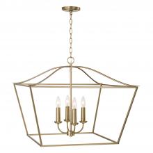  350641MA - 4-Light Foyer Pendant Lantern in Matte Brass