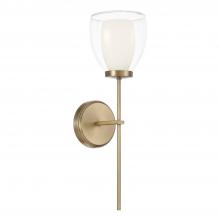  655911AD - 1-Light Wallchiere Sconce in Aged Brass with Layered White and Clear Glass