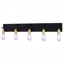  W0504 - Seward Park 36-in. W 5 Light Vanity Black and Satin Brass