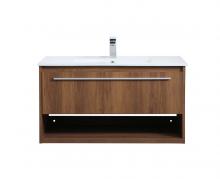  VF43036WB - 36 Inch Single Bathroom Floating Vanity in Walnut Brown