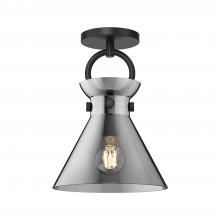 Alora Lighting SF412509MBSM - Emerson 9-in Matte Black/Smoked 1 Light Semi Flush Mount