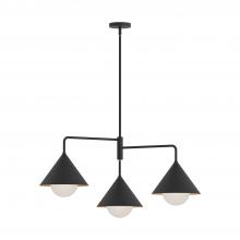  CH485245MBOP - Remy 38-in Matte Black/Opal Glass 3 Lights Chandeliers