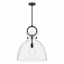  PD411818MBCL - Waldo 18-in Matte Black/Clear Glass 1 Light Pendant