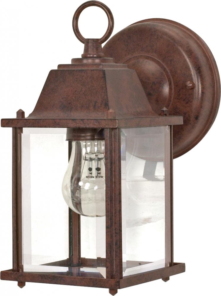 1 Light 9&#34; - Cube Lantern with Clear Beveled Glass - Old Bronze Finish