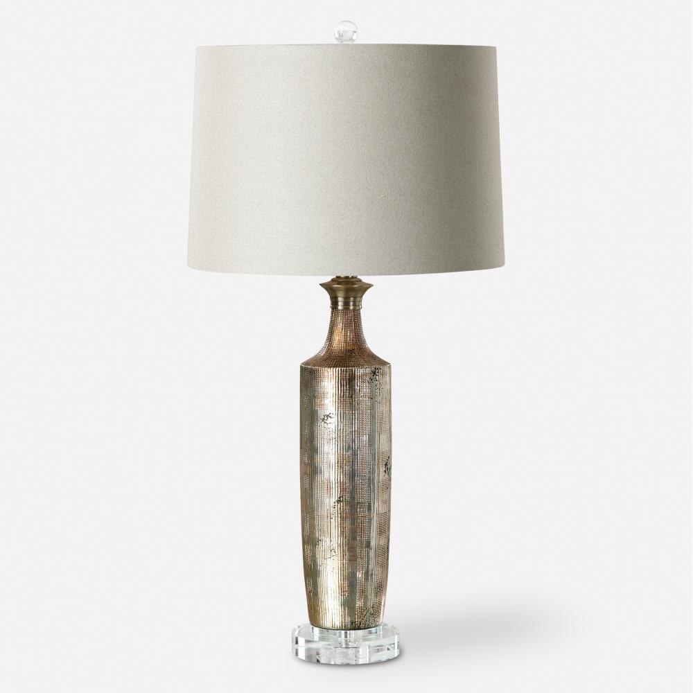 Valdieri Metallic Bronze Glaze w/ Crystal 1Lt Lamp