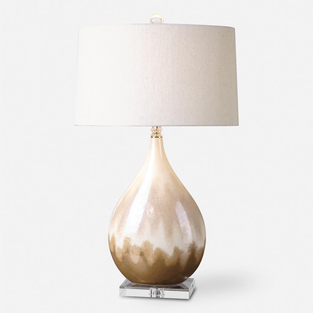 Flavian Metallic Rust Beige Ceramix w/ Ivory & Crystal 1Lt Lamp