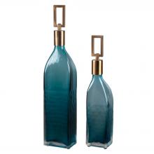  20076 - Annabella Teal Glass Bottles, S/2