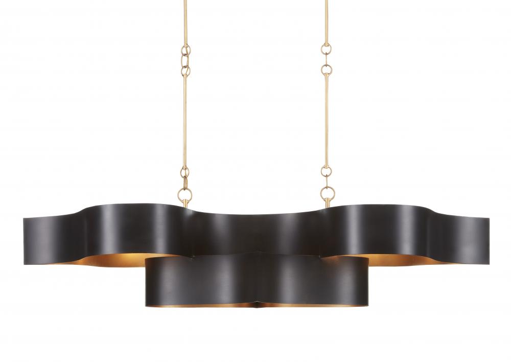 Grand Lotus Black Oval Chandelier