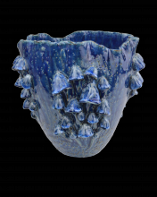  1200-0829 - Conical Mushrooms Large Dark Blue Vase